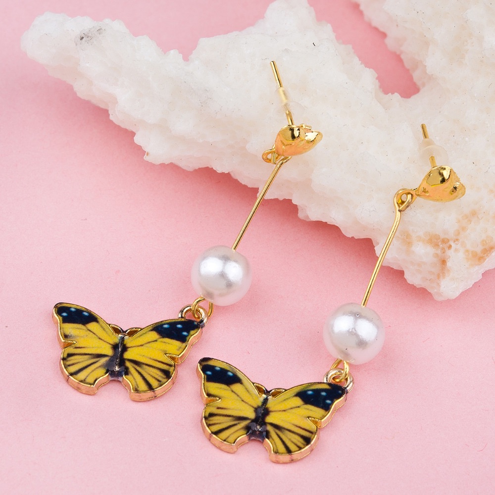 Butterfly Heart Pearl Drop Stud Earrings 15$